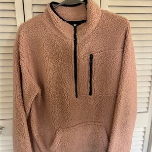 Men's Plush Quarter-Zip Sherpa Pullover - Pink